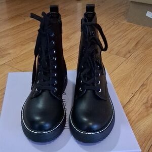 Black Lace-Up Ankle Boots